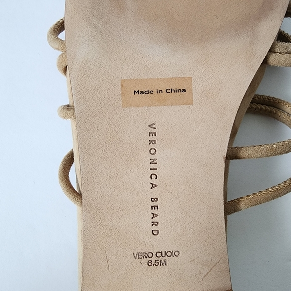 Veronica Beard suede nude comfy sandal knotted straps Size 6.5 New - Picture 8 of 9